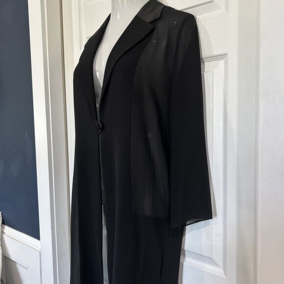 Vintage Night Studio Sheer Black Chiffon Duster Formal Evening Wedding Elegant - Picture 3 of 13